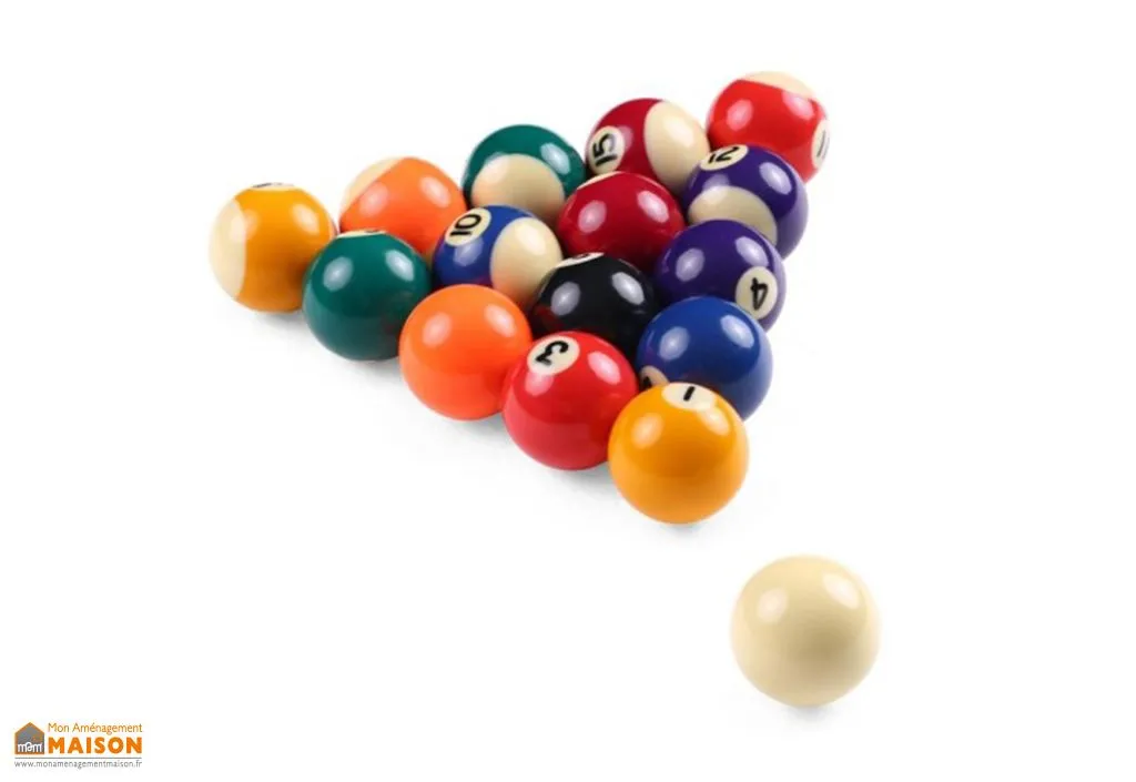Jeu de 16 billes de billard en résine pour jeu américain - Ø 57 mm