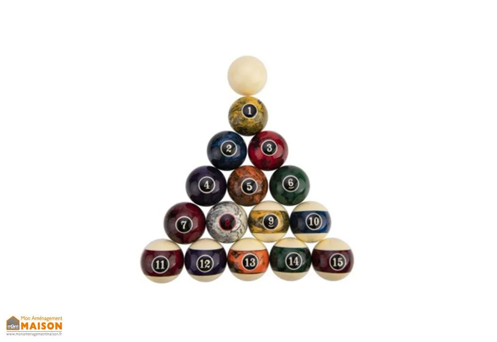 Lot de 16 billes de billard en résine pour jeu américain - Ø 57 mm