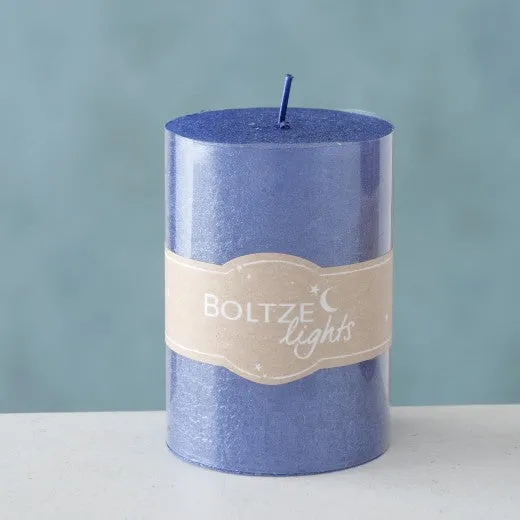 Bougie Pilier Bleu Moyen Milly, Ø7xH10 cm