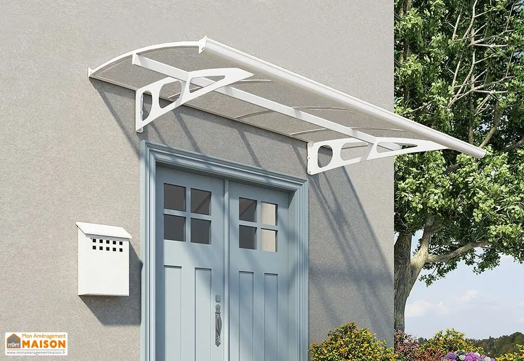 Auvent de porte en aluminium et acrylique - Bordeaux 223,5 x 139 cm blanc