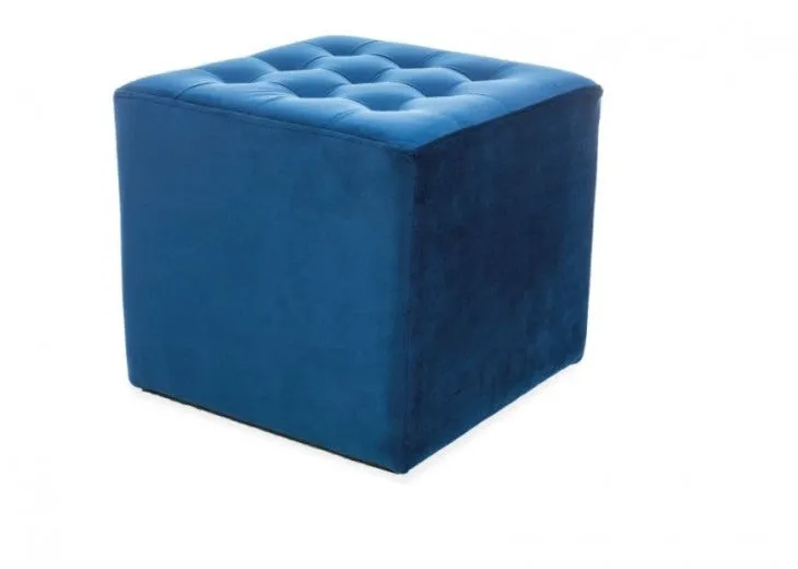 Tabouret rembourré en tissu Lori Velvet Bleu, l39xA39xH34 cm