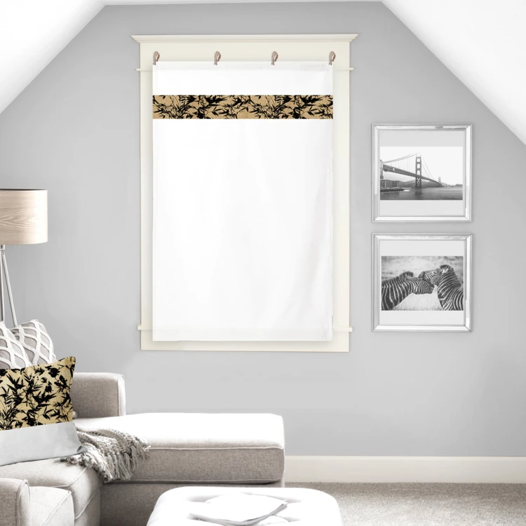 Petit voilage droit en jute imprimé