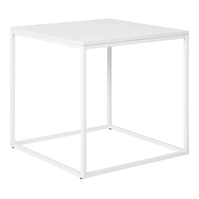 Table d'appoint carrée en bois et acier blanc, 45 x 45 x 45 cm | Vie