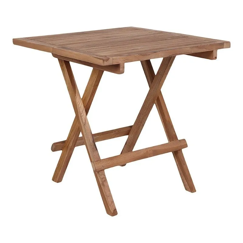 Table d'appoint de jardin carrée en bois de teck naturel, 50 x 50 x 50 cm | Bilbao