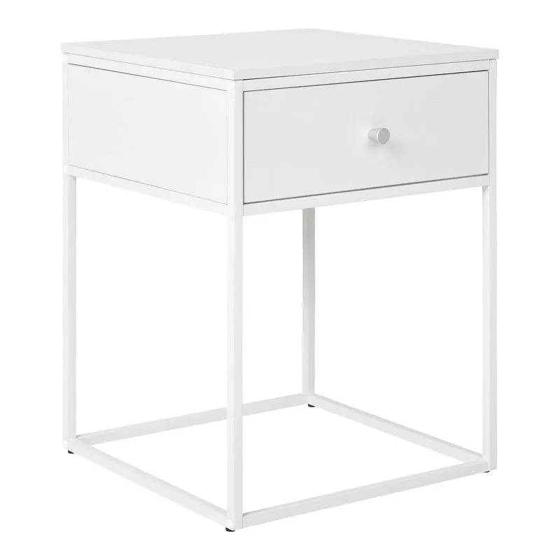 Table d'appoint en bois blanc et acier, 40 x 40 x 55 cm | Vie
