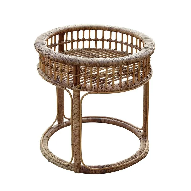 Table d'appoint en rotin naturel 57x57 cm ronde