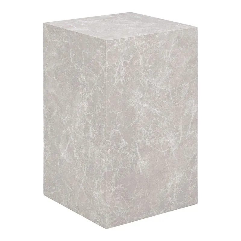 Table d'appoint rectangulaire en bois effet marbre beige, 30 x 30 x 50 cm | Prague