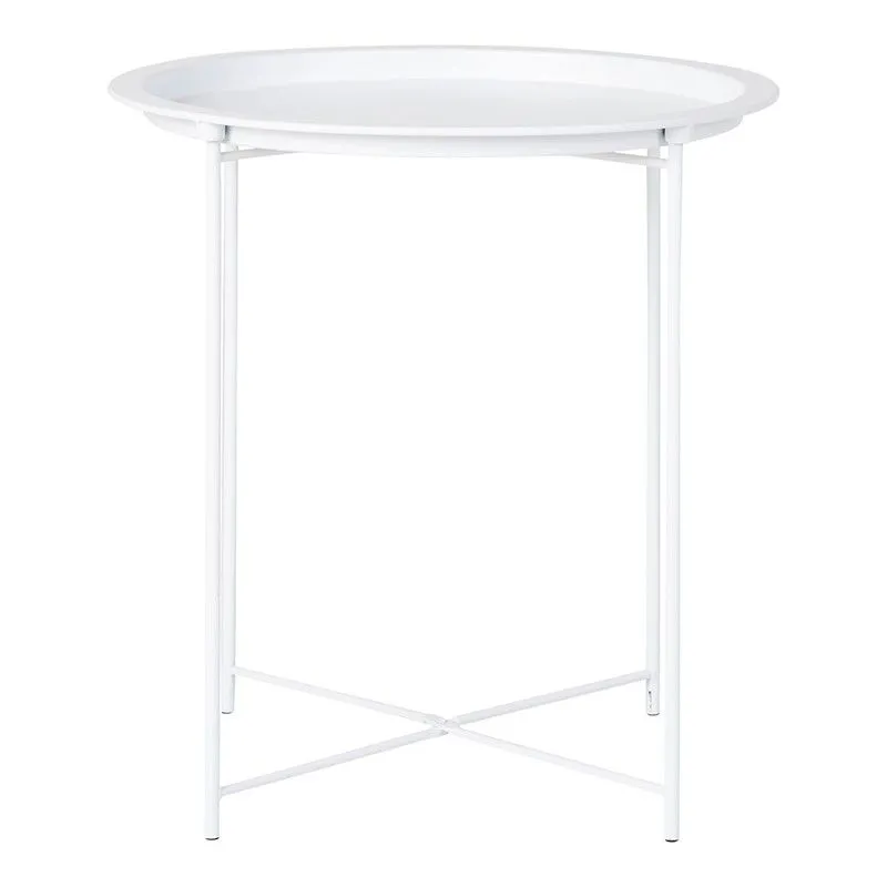 Table d'appoint ronde en acier blanc, 47 x 47 x 50 cm | Bastia