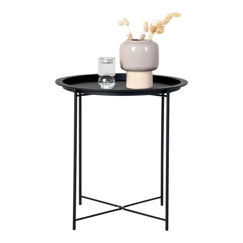 Table d'appoint ronde en acier noir, 47 x 47 x 50 cm | Bastia