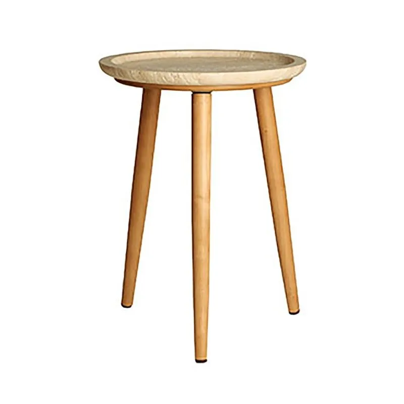 Table d'appoint ronde en bois de bouleau et marbre en marron naturel et beige, 36 x 36 x 55 cm | Vidéo