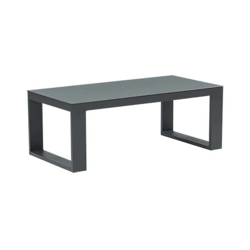 Table basse de jardin en aluminium et verre anthracite, 120 x 60 x 45 cm | Nyland
