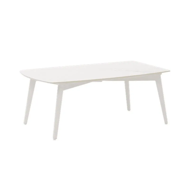 Table basse de jardin en aluminium et porcelaine blanche, 120 x 70 x 45 cm | Nélayan