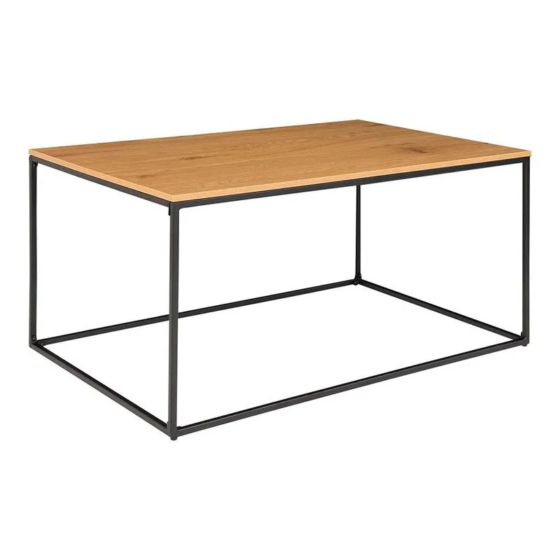 Table basse rectangulaire en bois et acier chêne et noir, 60 x 90 x 45 cm | Vie