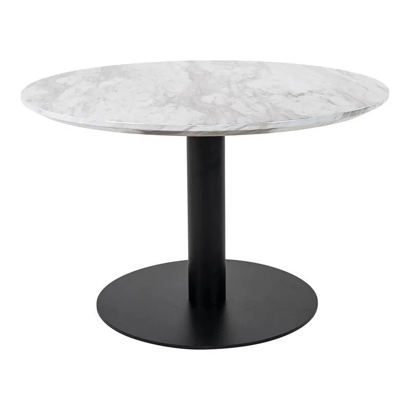Table basse ronde en bois effet marbre noir et blanc, 70 x 70 x 45 cm | Bolzano