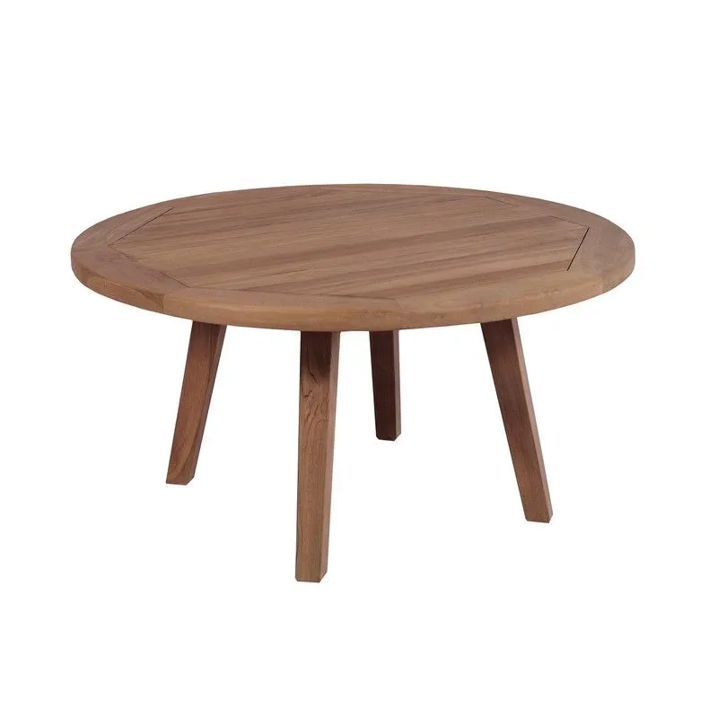 Table basse ronde d'extérieur en bois de teck miel, 90 x 90 x 47 cm | Danao