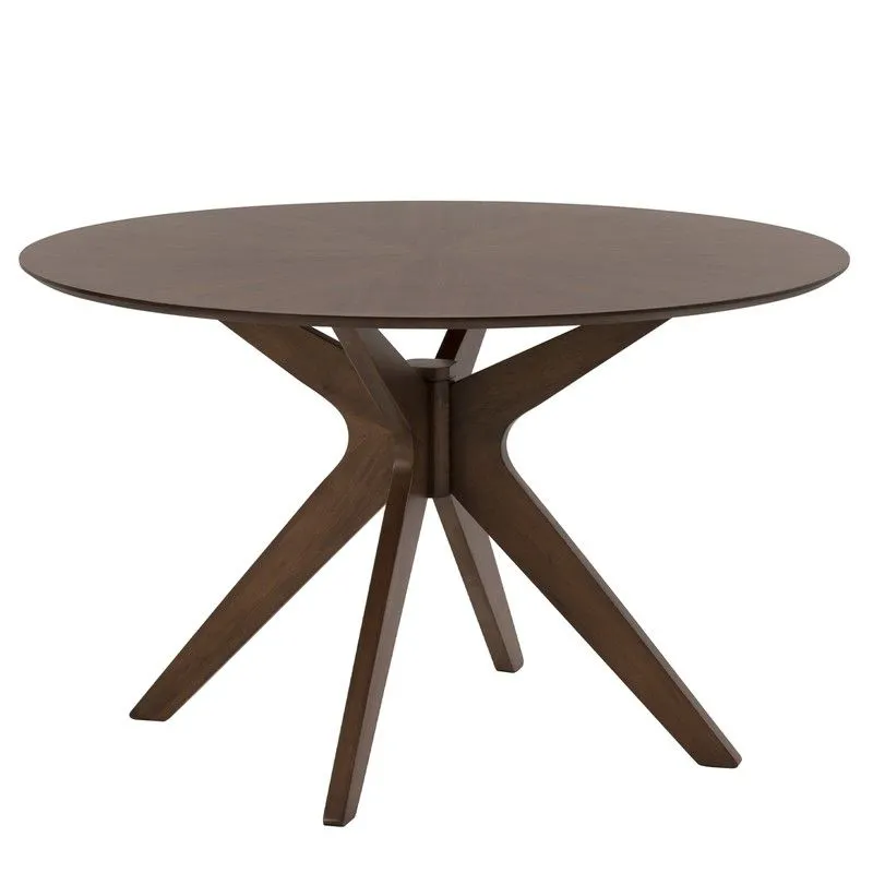 Table à manger en mdf et placage noyer, ø 120 x 75cm