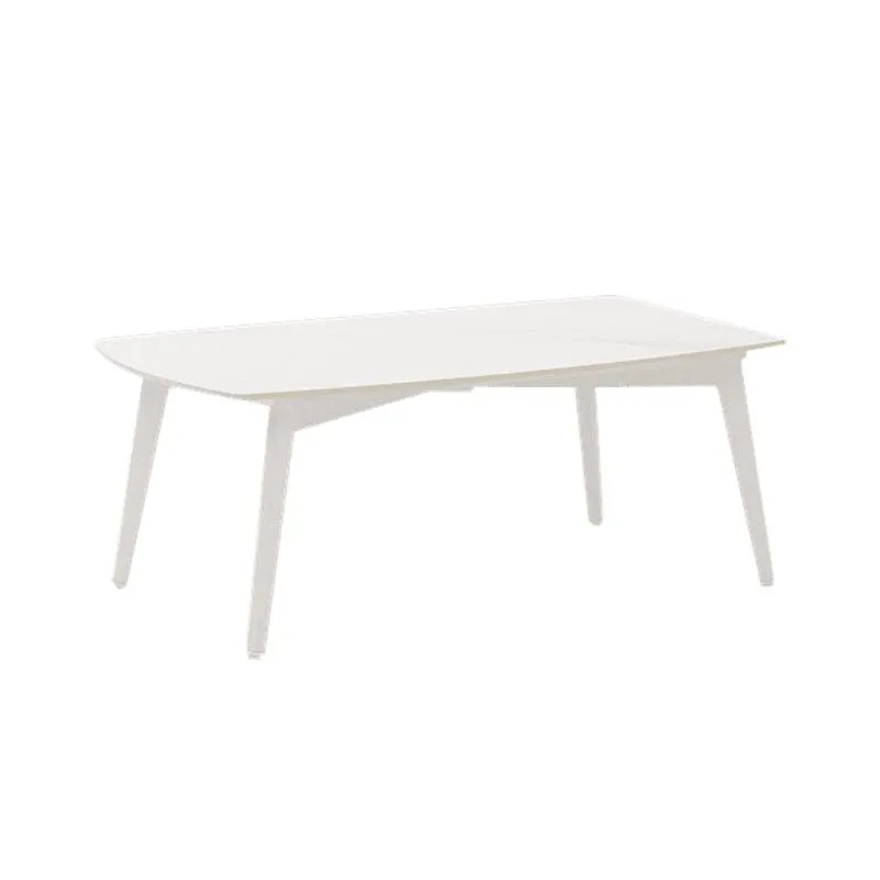 Table à manger de jardin en aluminium et porcelaine blanche, 180 x 90 x 75 cm | Nélayan
