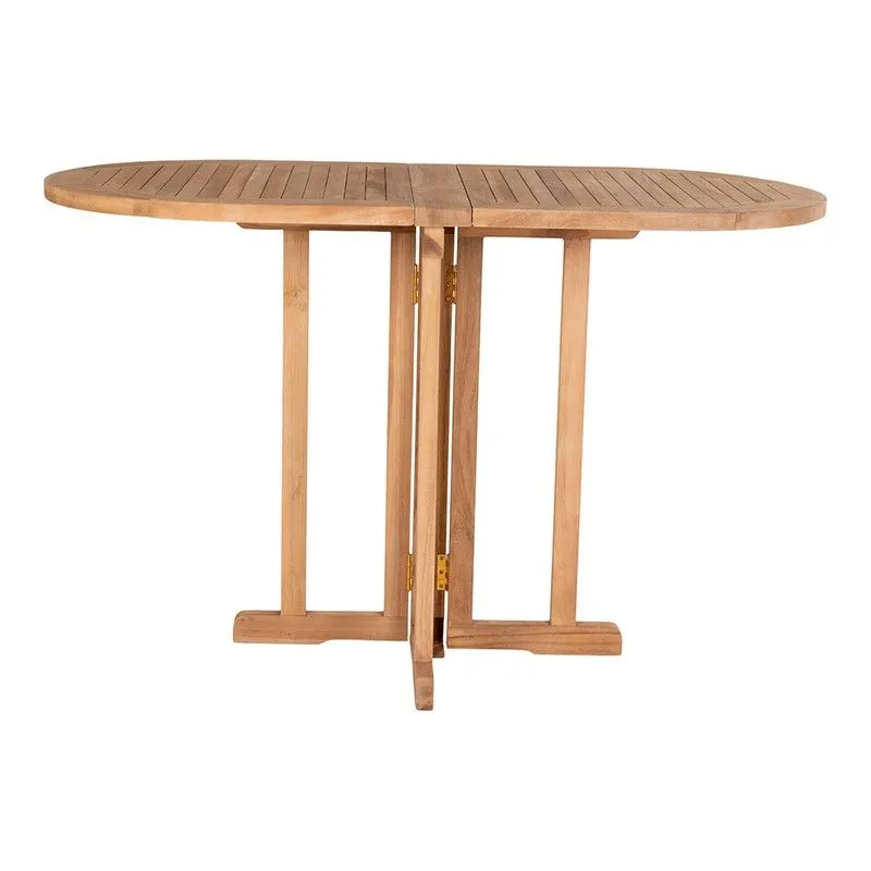Table à manger de jardin en bois de teck naturel, 120 x 60 x 75 cm | Huelva