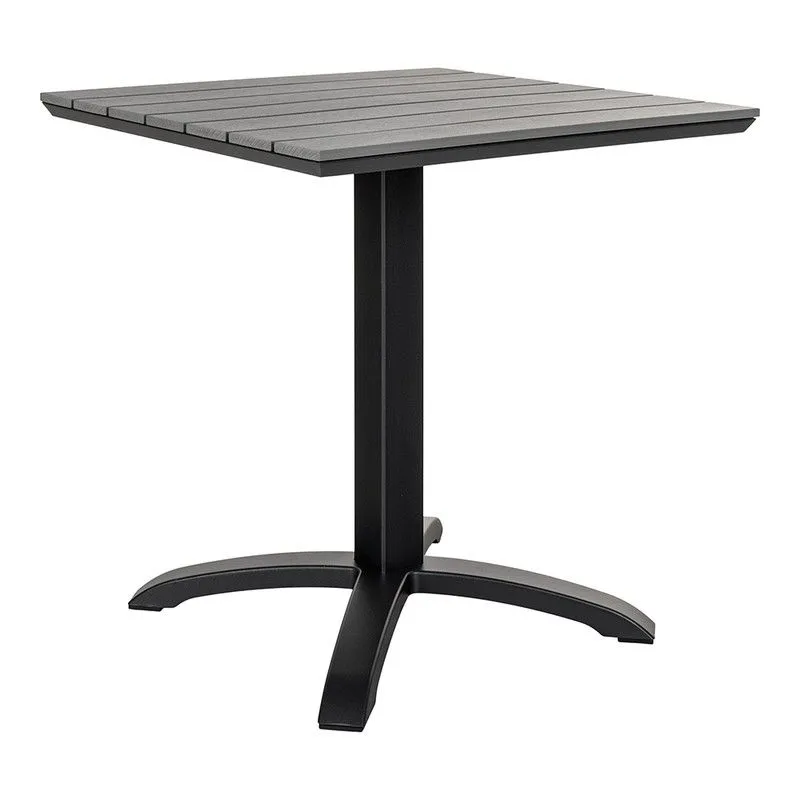 Table à manger de jardin en polyéthylène et aluminium noir, 70 x 70 x 72 cm | Chicago
