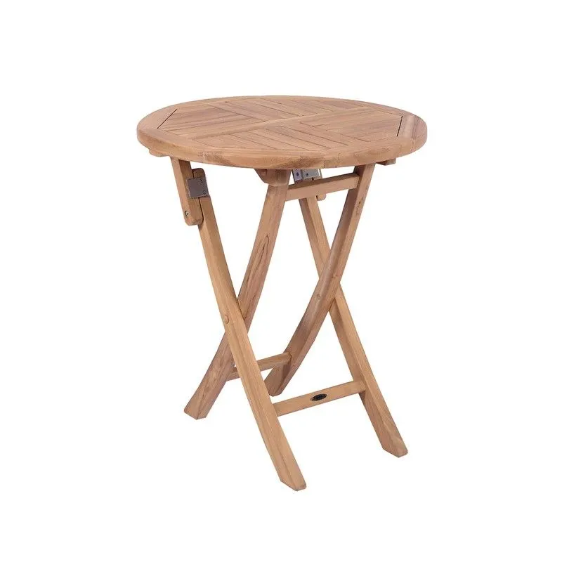 Table de jardin pliante ronde en bois de teck miel, 60 x 60 x 76,2 cm | Naga