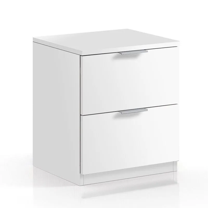 Table de chevet 2 tiroirs en blanc, 38 x 34 x 45 cm