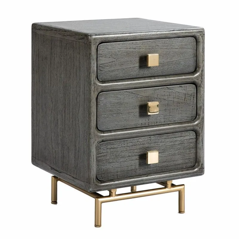 Table de chevet en bois gris 42X40X60 cm