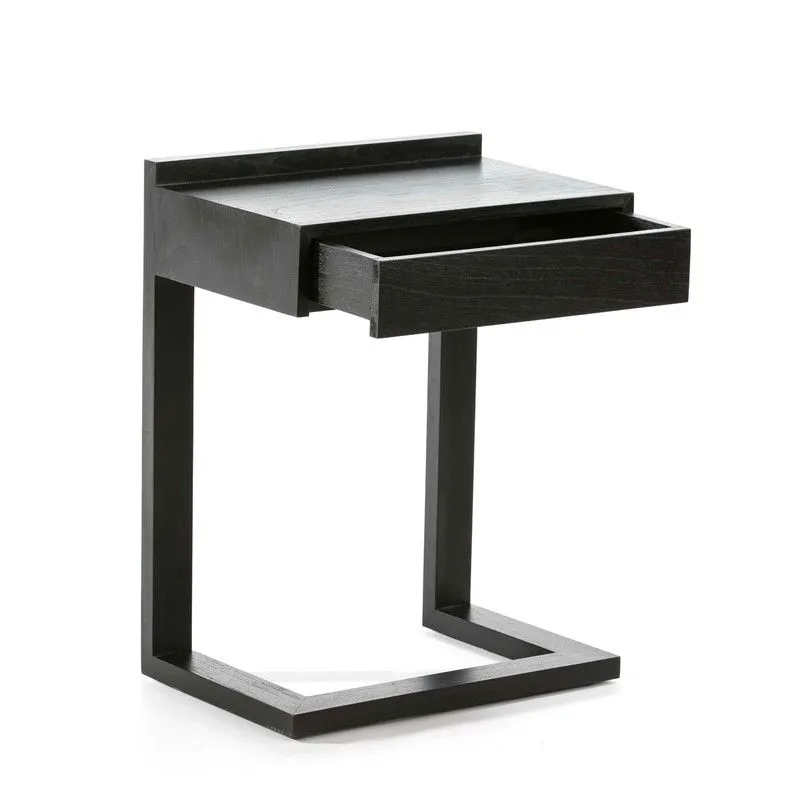Table de chevet en bois noir 50x35x66 cm