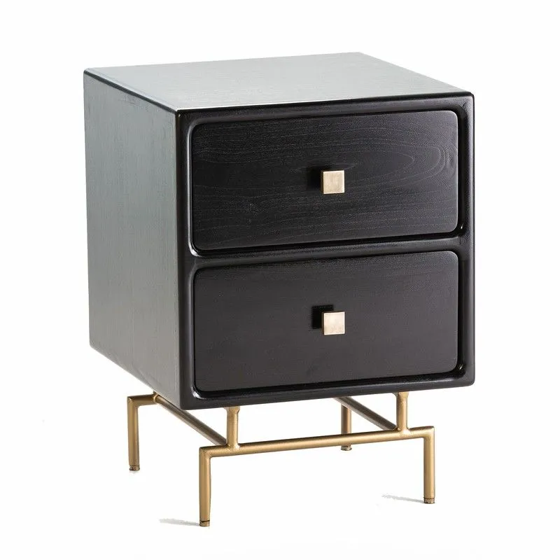 Table de chevet en bois noir 52x44x66 cm