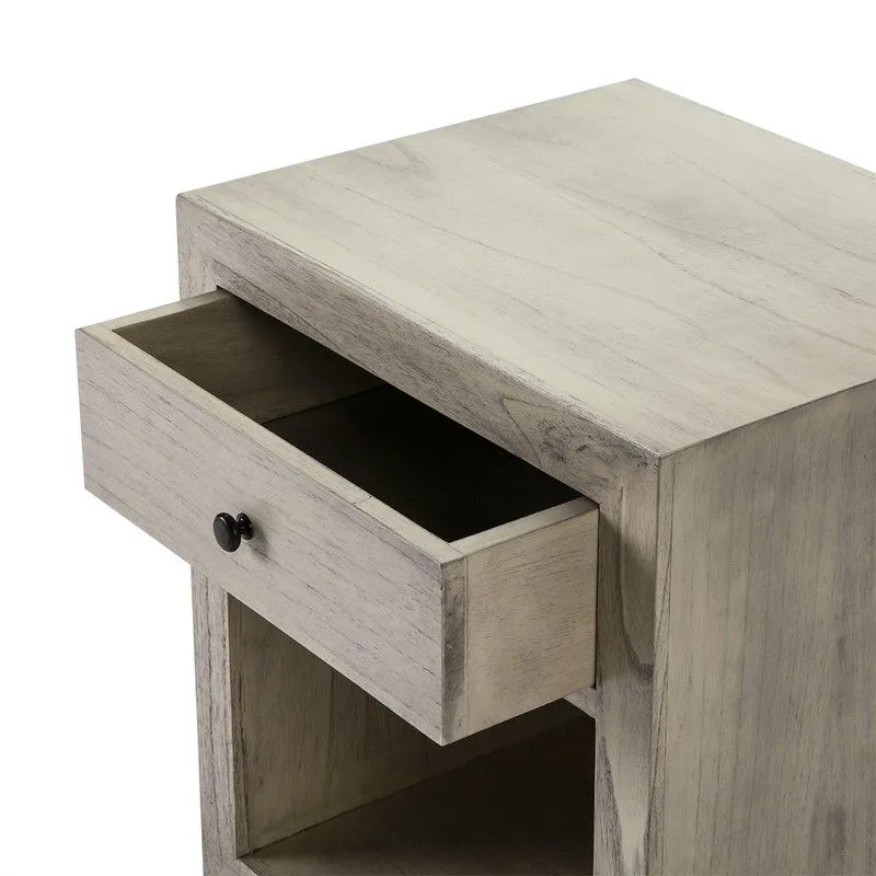 Table de chevet en bois gris voilé, 50x40x55 cm