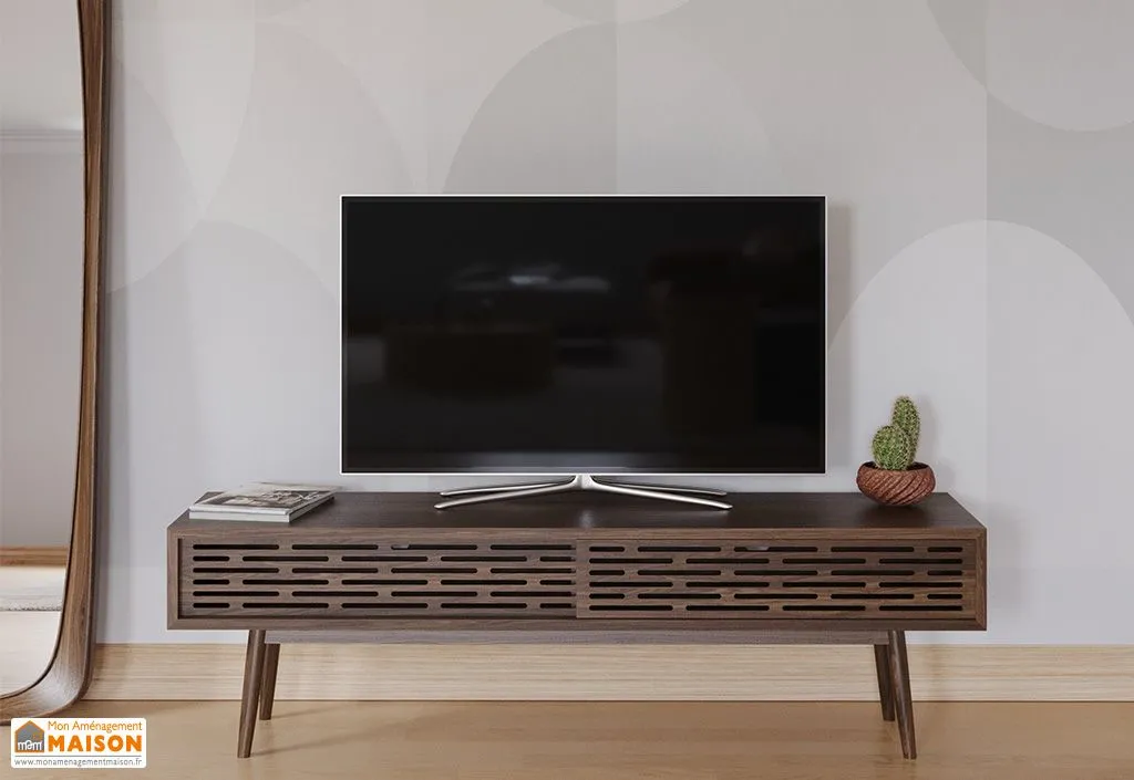 Meuble TV en bois avec compartiments - Radio