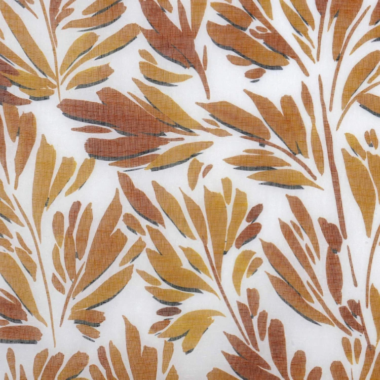 Tissu voile aux feuillages aquarellés