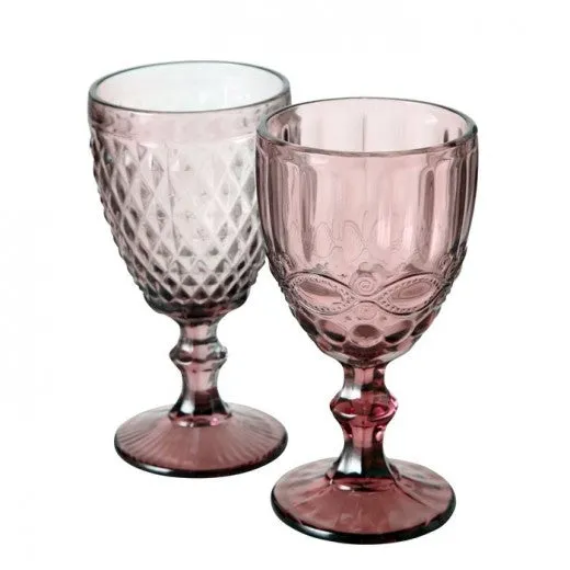 Verre à vin, Aurora verre rose foncé, Modèles assortis, Ø9xH17 cm