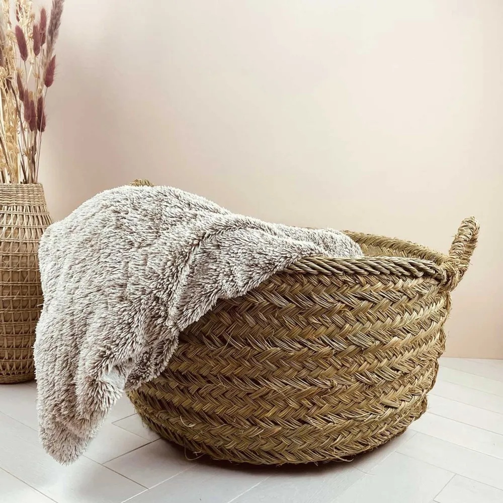 Panier naturel avec anses en Alfa D55cm