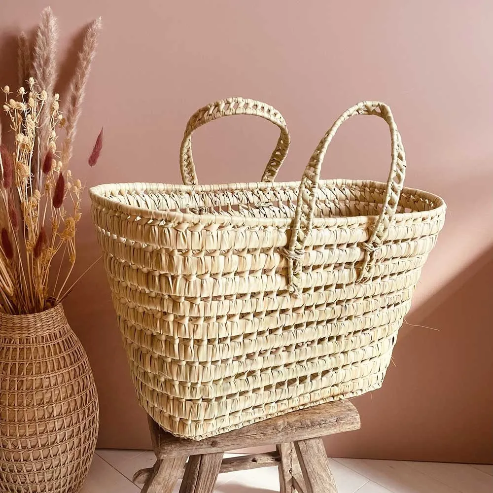 Panier Porte-revues ou à porter en palmier fait à la main avec anses