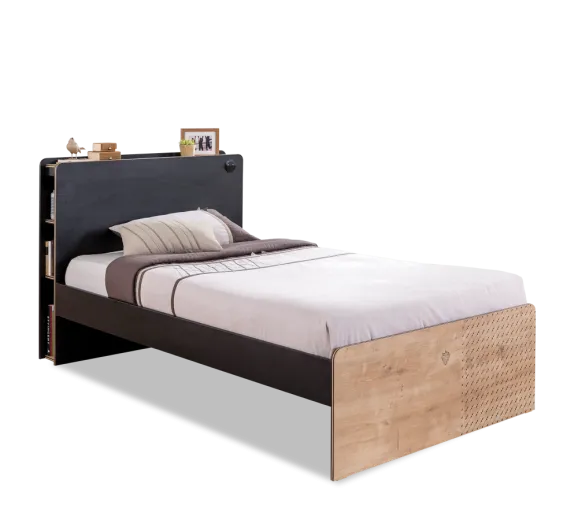 Lit de palette pour les jeunes Blacky Noir / Nature-200 x 120 cm