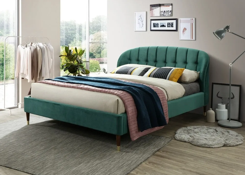 Lit rembourré avec tissu, Emerald Velvet, Vert