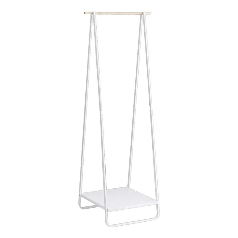 Porte-manteau sur pied en acier et bois blanc et naturel, 52 x 47 x 140 cm | La tour