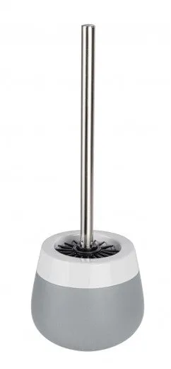 Brosse WC avec support en céramique, Malta Gris / Blanc, Ø13,6xH39 cm
