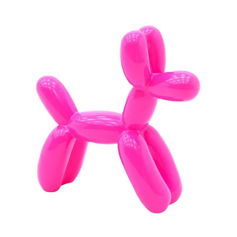 Sculpture chien ballon rose en polyrésine S