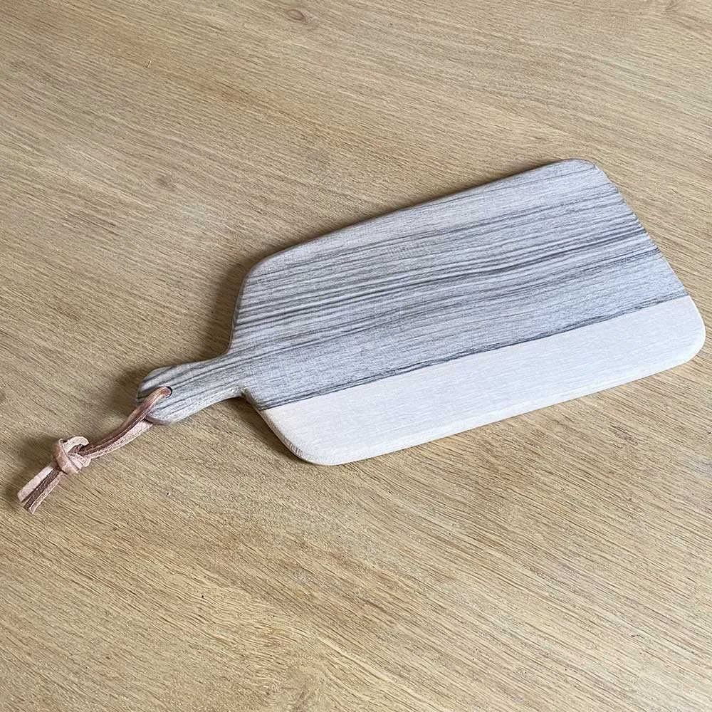 Petite Planche à découper rectangulaire en noyer lien cuir