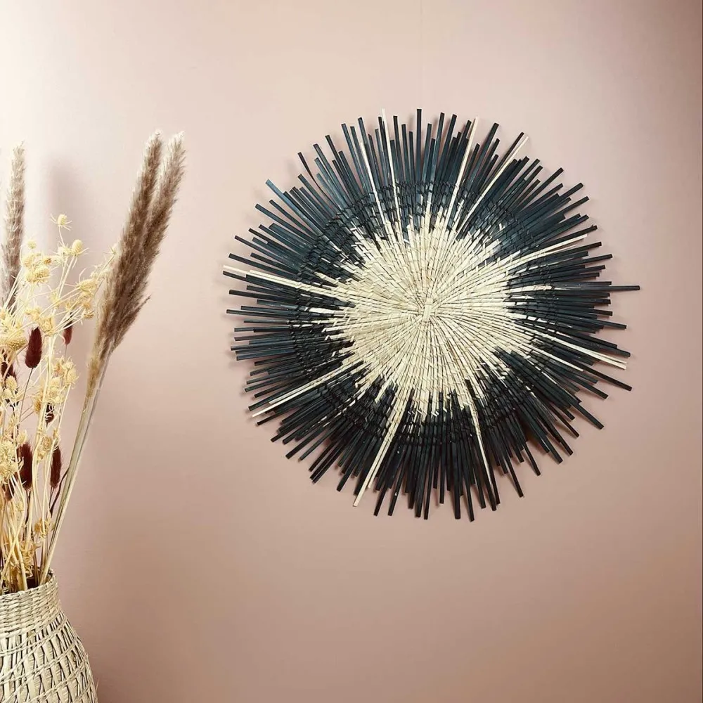 Plateau - décoration murale naturelle Soleil noir D50cm