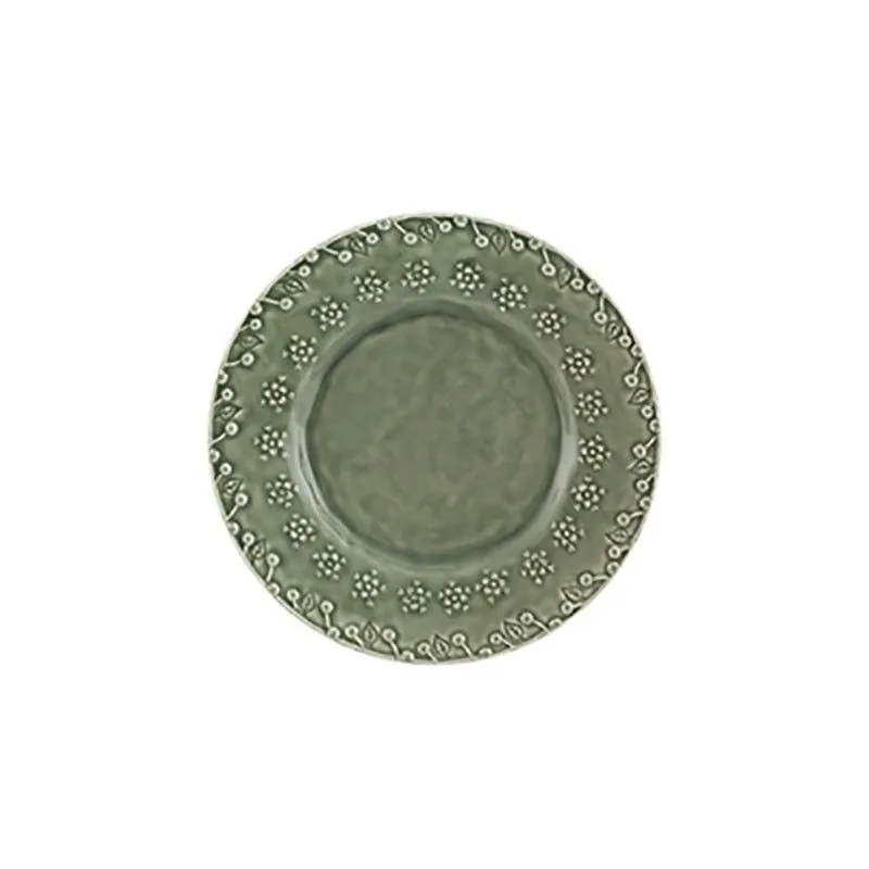Assiette à dessert en faïence gris verdâtre, 22,9 x 22,9 x 3 cm | Flore