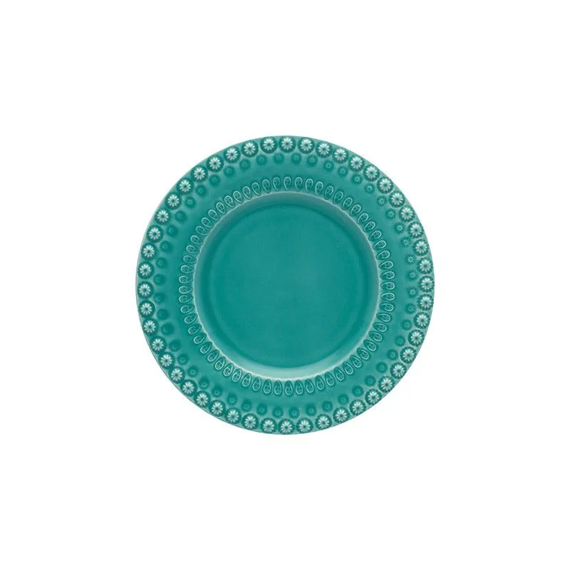 Assiette à dessert en faïence turquoise, 22 x 22 x 2,8 cm | Fantaisie