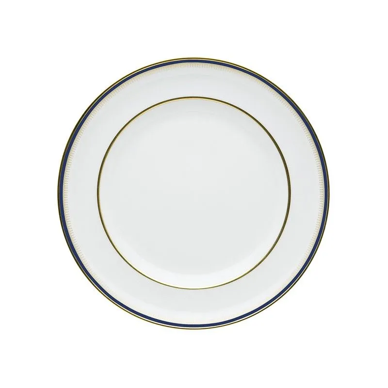 Assiette à dessert en porcelaine blanche, bleue et dorée, 21,6 x 21,6 x 2,6 cm | cambridge