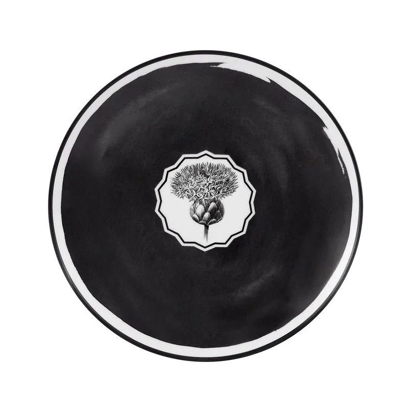 Assiette à dessert en porcelaine noire, Ø 23,1 x 2,9 cm | Défilé des herbiers