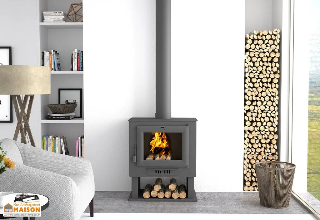 Poêle à bois double combustion avec bûcher intégré 11 kW – CH-0