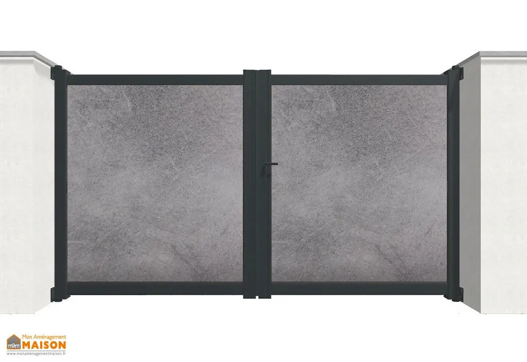 Portail battant aluminium et HPL 3,50 m motorisé – plein