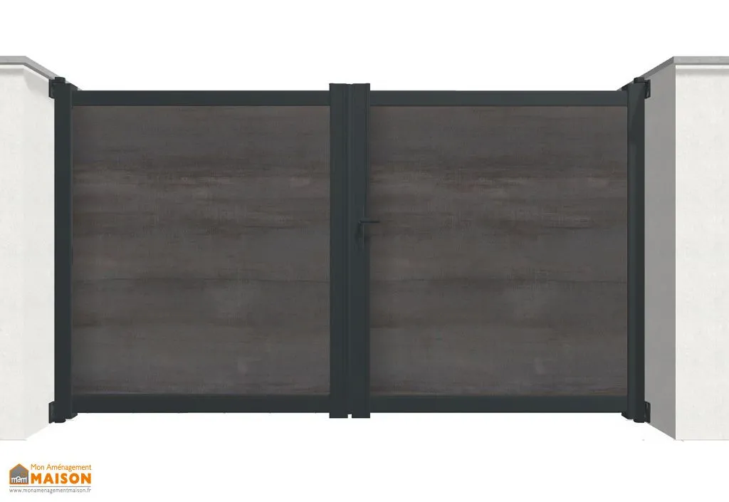 Portail battant aluminium et HPL 4 m manuel – plein