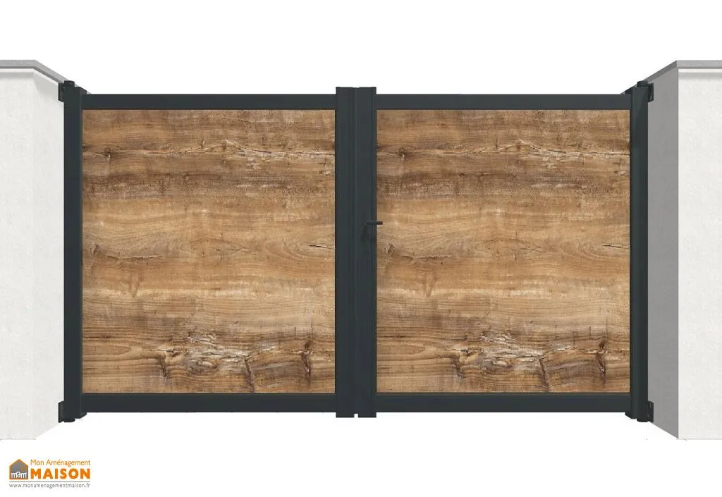 Portail battant aluminium et HPL 3,50 m manuel – plein