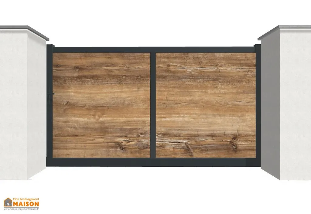 Portail coulissant aluminium et HPL 4 m motorisé – plein